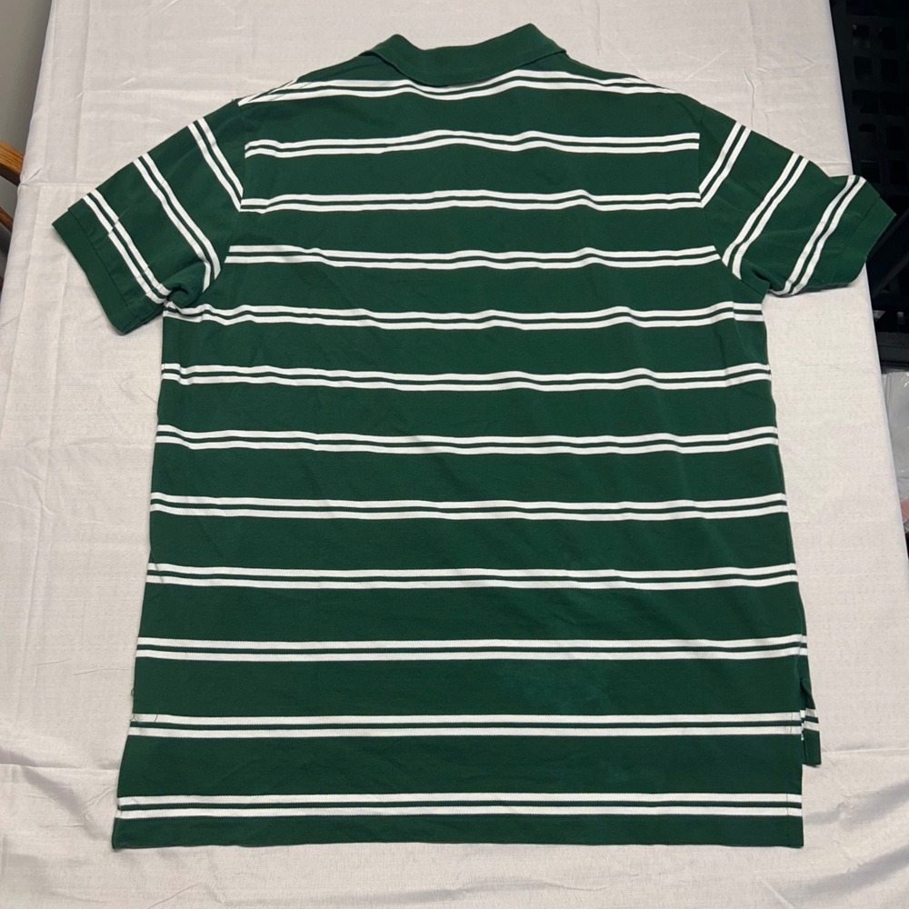 Polo Ralph Lauren Mens XL Green White Striped Short Sleeve Pique Polo Shirt - Picture 3 of 6